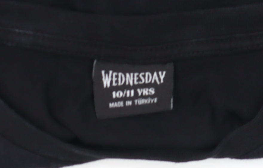 Additional view of Wednesday girls’ black graphic t-shirt 10-11 years cotton gothic style