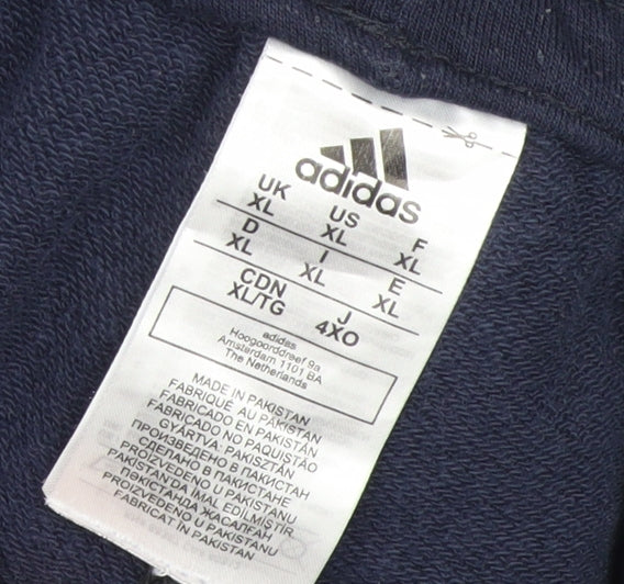 Brand and care label for Adidas Women Navy Blue XL Jogger Sweatpants Athletic Style