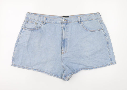 Additional front view of ASOS DESIGN Women Blue, size 22, Curve High Rise Mom Denim Shorts