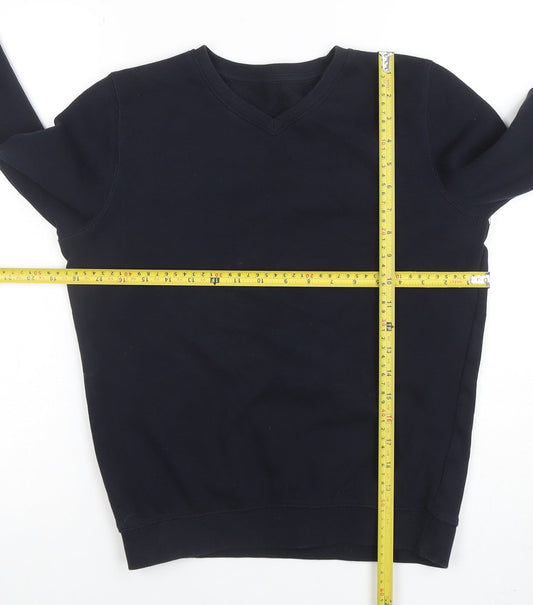 Dunnes Stores Boys Navy V-Neck Sweatshirt 11-12 Years Cotton Blend
