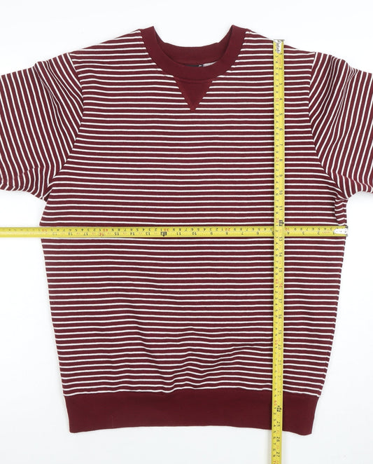 POPO England Women’s Burgundy White Striped Cotton Blend Sweatshirt M