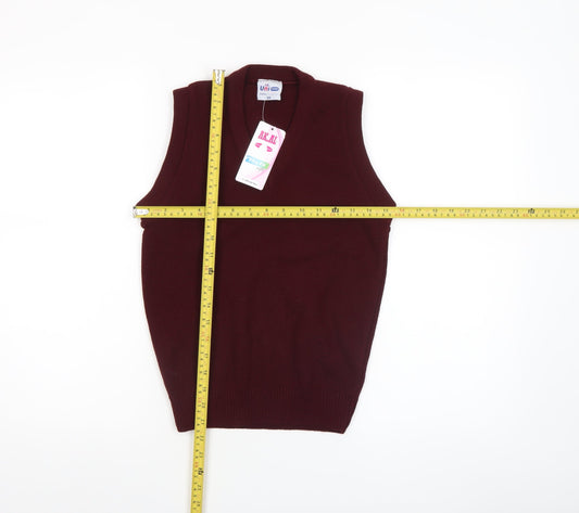 Uniform Boys Burgundy Acrylic Sleeveless Vest Jumper Size 30