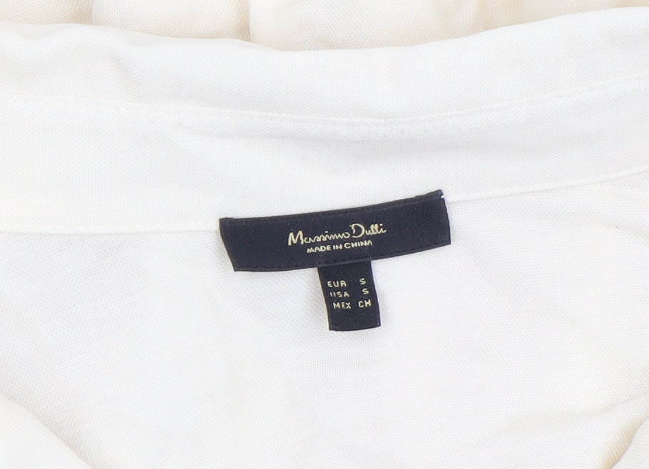 Additional view of Massimo Dutti Women's Ivory Long Sleeve Button-Up Shirt, size S