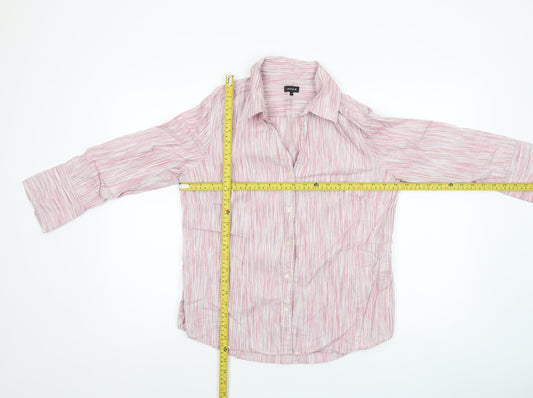 Jaeger Women's Pink Striped Cotton Button-Up Shirt UK14