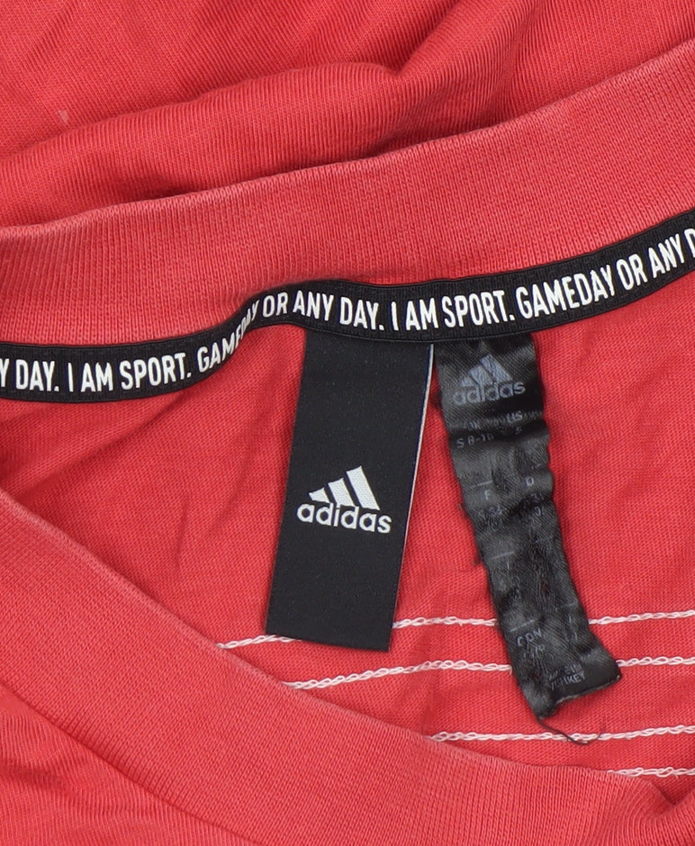 Adidas Women's Red Short Sleeve Cotton Sports T-Shirt Size S