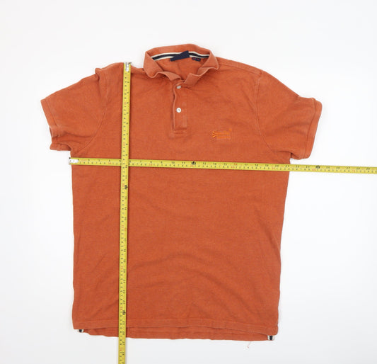 Superdry Men's Orange Cotton Polo Shirt XL Athletic Logo Classic Fit