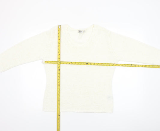 Aliuja Women's Ivory V-Neck Knit Jumper Medium