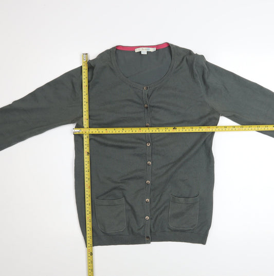 Boden Women's Grey Cotton Blend Button Cardigan UK 12