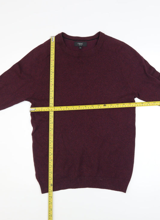Next Men’s Red Cotton Blend Crew Neck Pullover Jumper XS