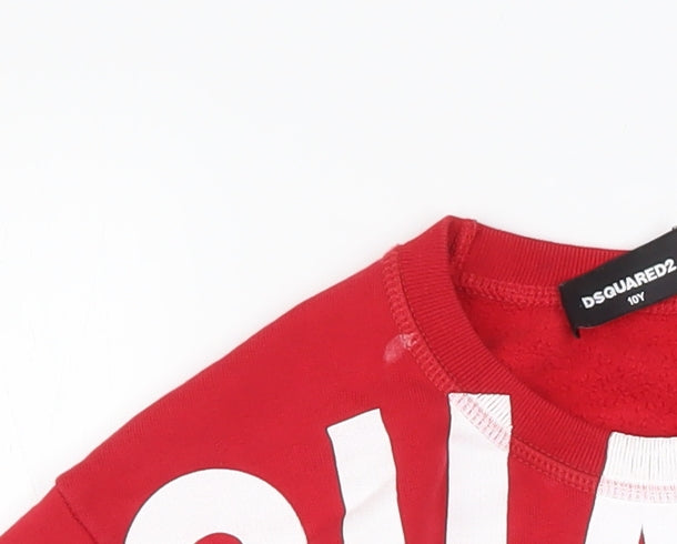 Additional view of DSQUARED2 boys’ red graphic logo pullover sweatshirt 10 years