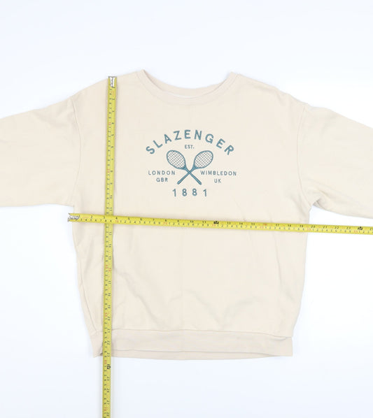 Slazenger Womens Beige Sweatshirt Size 8 Crew Neck Pullover