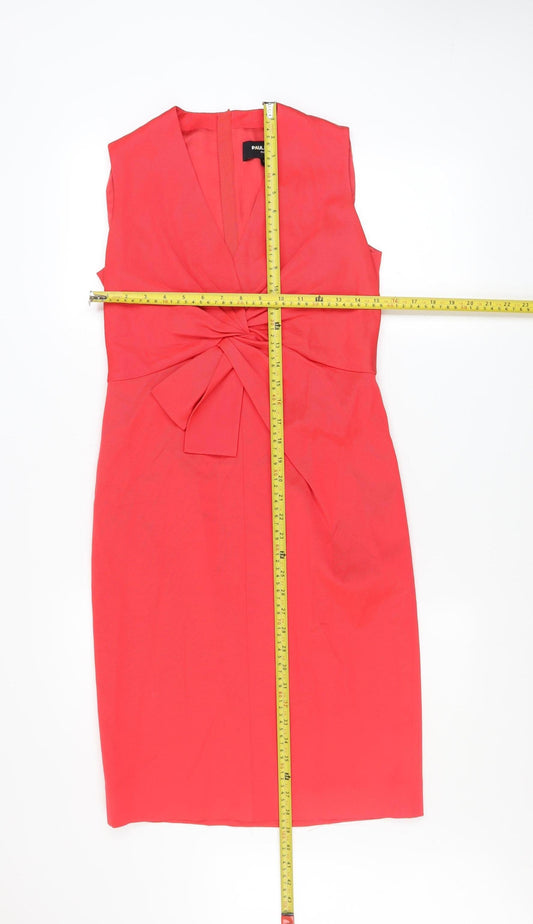 Paule Ka Women Red V-Neck Sheath Knee Length Dress Size 12