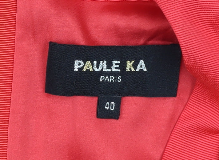 Paule Ka Women Red V-Neck Sheath Knee Length Dress Size 12