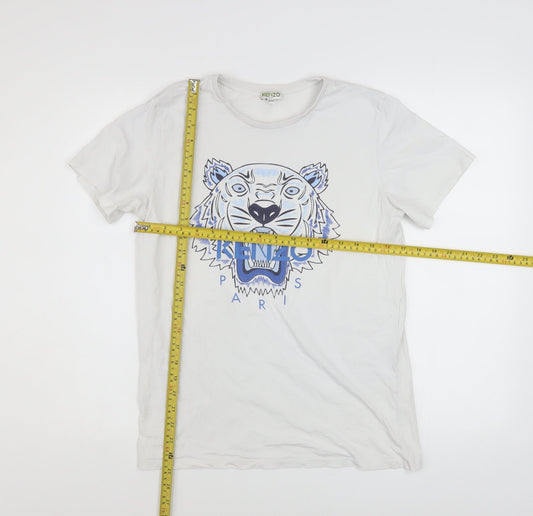 Kenzo Boys White Tiger Logo Graphic Cotton T-Shirt 15-16 Years