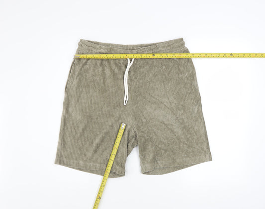 ASOS Design Men's Beige Corduroy Athletic Shorts L 36in Drawstring Waist