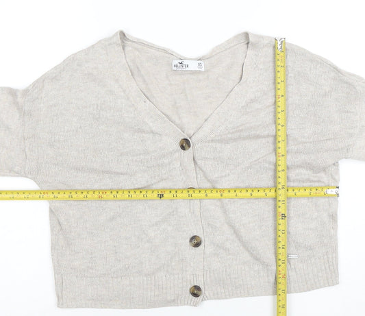 Hollister Women’s Beige V-Neck Button Cardigan XS