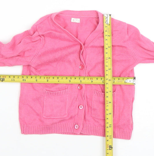 GAP Pink Knit Cardigan 12-18 Months Unisex Baby Long Sleeve Jumper