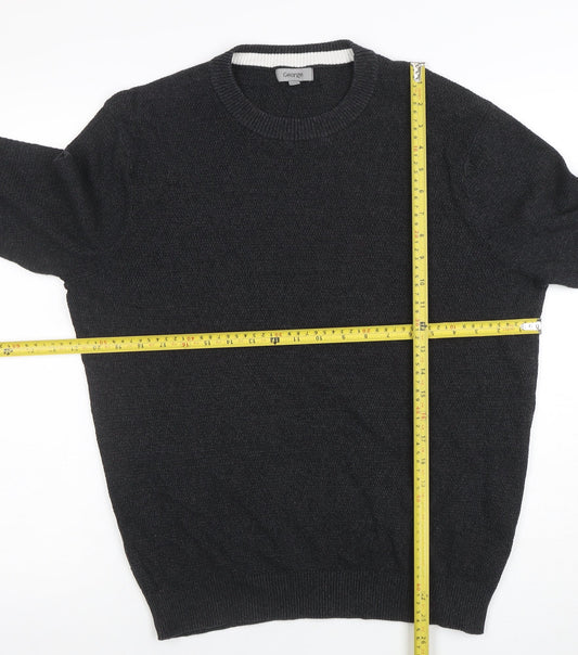 George Men’s Black Cotton Crew Neck Jumper Size L Regular Fit