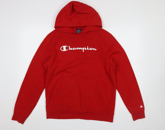 Champion Boys Red 2XL Pullover Hoodie Cotton Blend Long Sleeve Logo Top