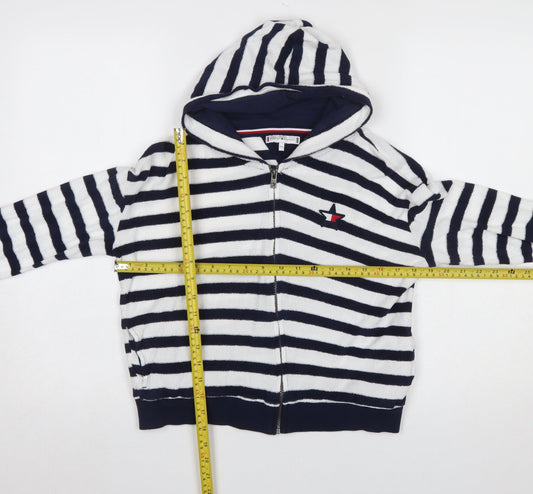 Tommy Hilfiger Girls Blue White Striped Full Zip Hoodie 16 Years