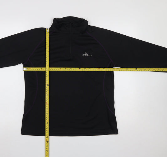 Cavenline Women Black 1/4 Zip Polyester Fleece Pullover M