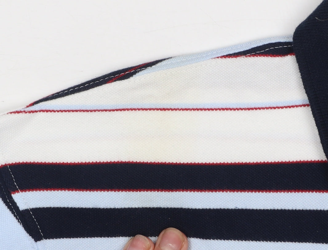 Marks and Spencer Men's Multicoloured Striped Polo Shirt Size S