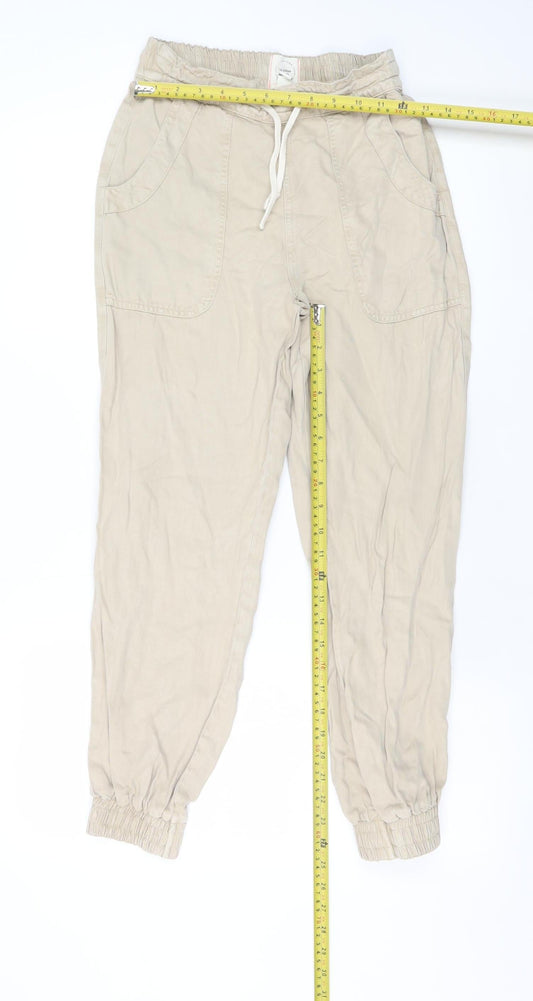 River Island Men's Beige Jogger Trousers Size 6R Elastic Waist Casual