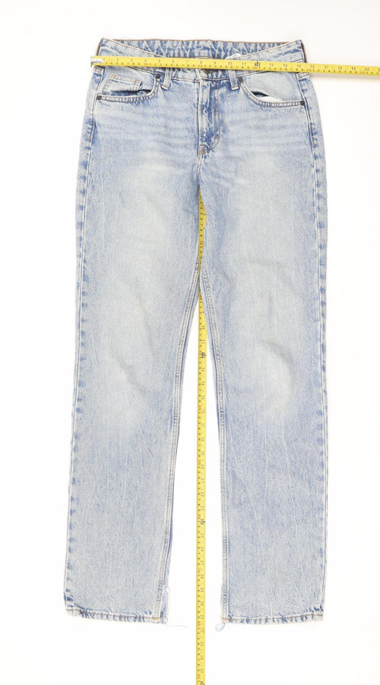 H&M Men Blue Straight Regular Fit Mid Rise Denim Jeans 30W 30L