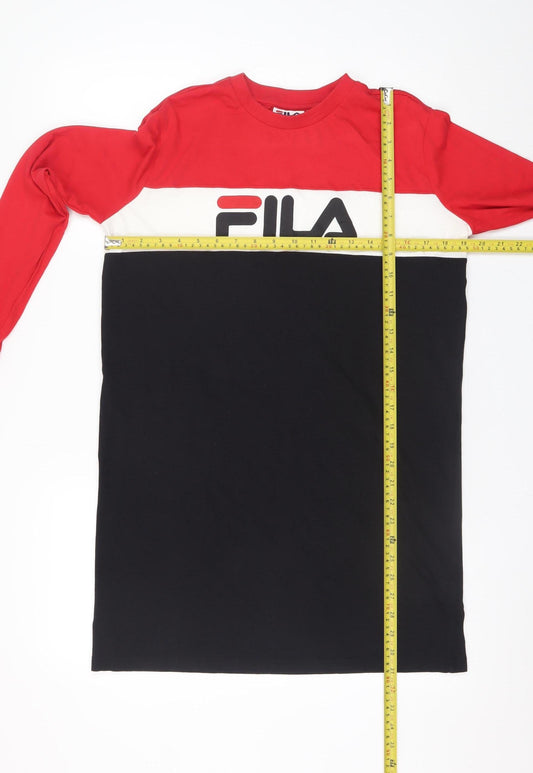 FILA Womens Multicoloured XS T-Shirt Dress Long Sleeve Cotton