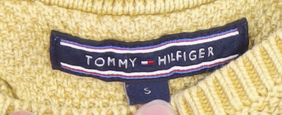 Tommy Hilfiger Men’s Yellow Cotton Crew Neck Jumper Size S
