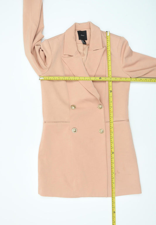 Forever 21 Women's Beige Double-Breasted Blazer Coat UK 12
