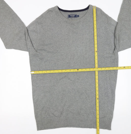 Maine New England Men’s Grey Cotton Crew Neck Jumper M Classic Knitwear