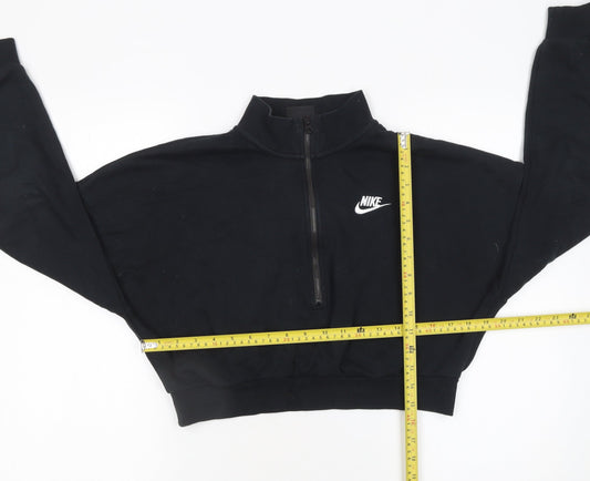 Nike Women's Black 1/4 Zip Cropped Sweatshirt Size S Cotton Blend