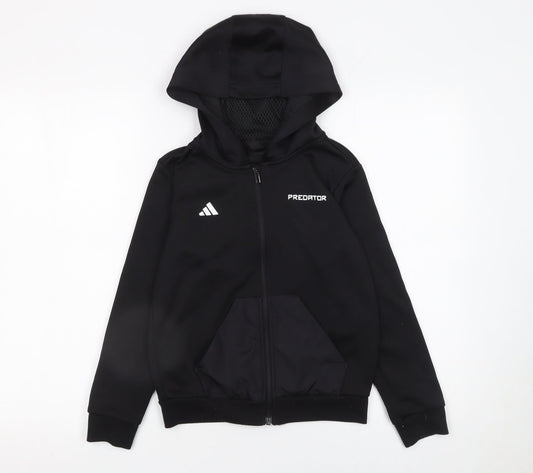 adidas Boys Black Predator Full Zip Hoodie 9-10 Years Sportswear