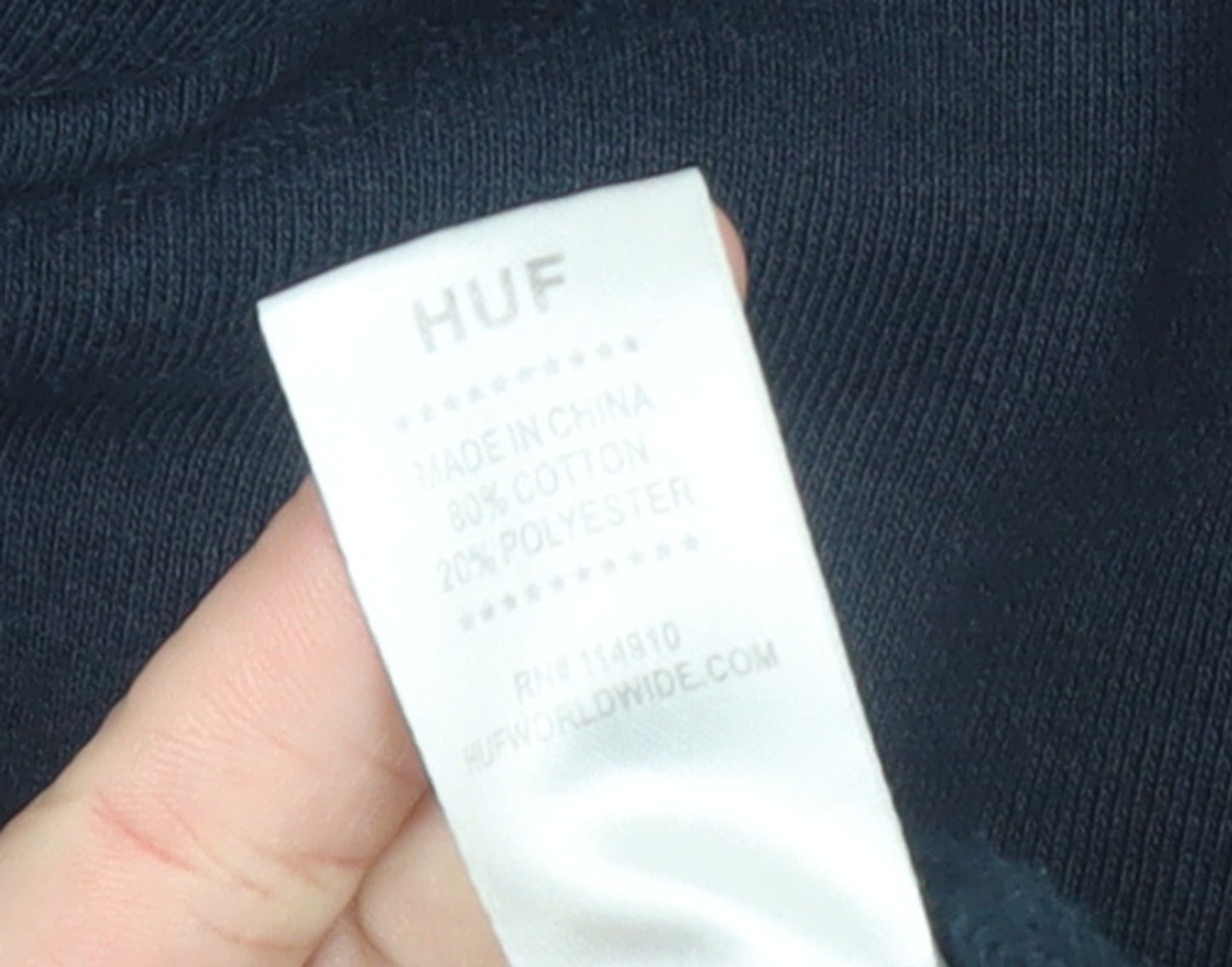 HUF Men's Blue Pullover Hoodie Medium Graphic Fleece Sweatshirt