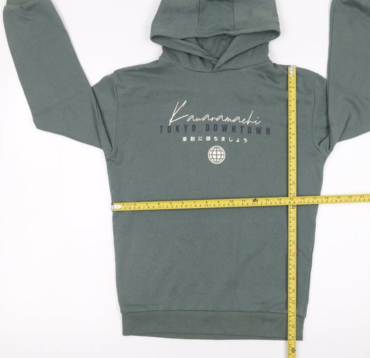 Primark Boys Green Tokyo Graphic Pullover Hoodie 12-13 Years Fleece