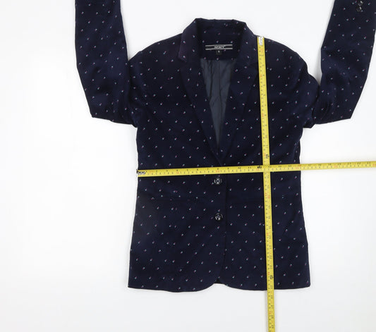 Infinity Women's Navy Floral Corduroy Single-Breasted Blazer Size S
