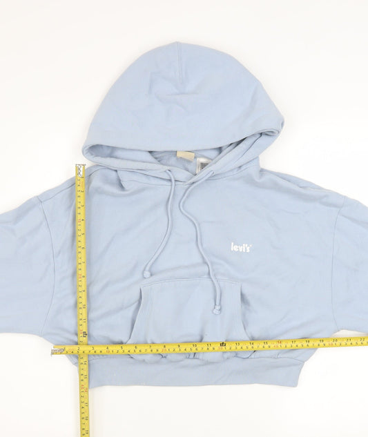 Levi's Women's Blue Pullover Cropped Hoodie Size M Cotton Blend