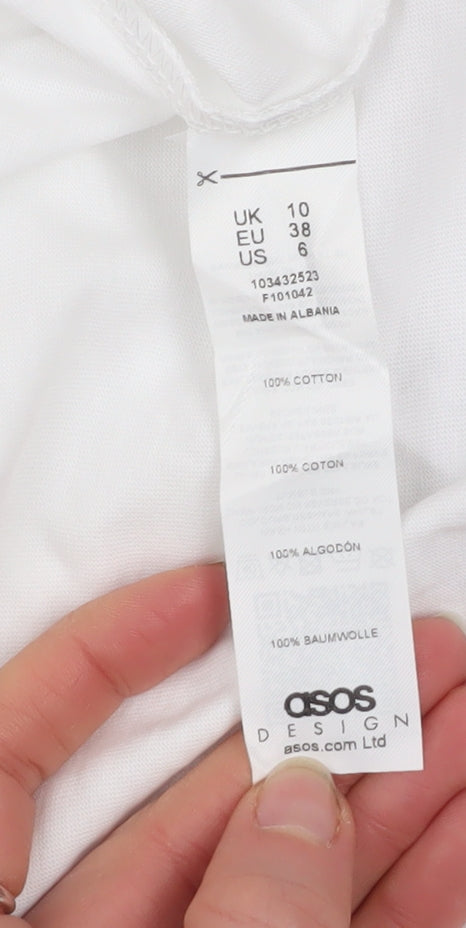 ASOS DESIGN Women’s White Cotton Midi Slip Dress Size 10