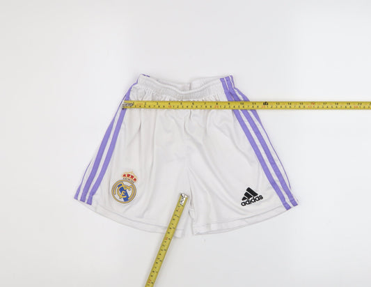 Adidas Boys White Football Shorts Size 128 Real Madrid Athletic Style