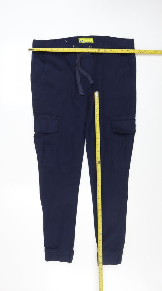 Avalanche Men's Blue Cargo Jogger Trousers Size 34 Cotton Blend Casual