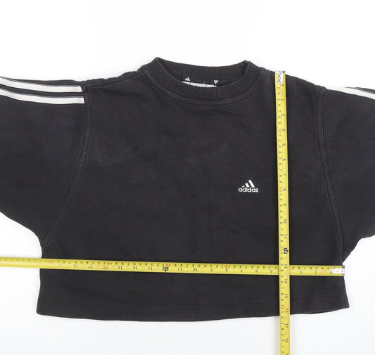 Adidas Women's Black Crew Neck Cropped Sweatshirt Size S