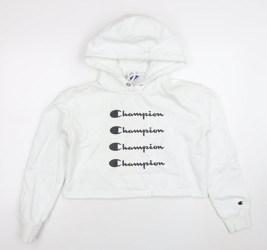 Champion Women's White Hoodie Medium Cotton Pullover