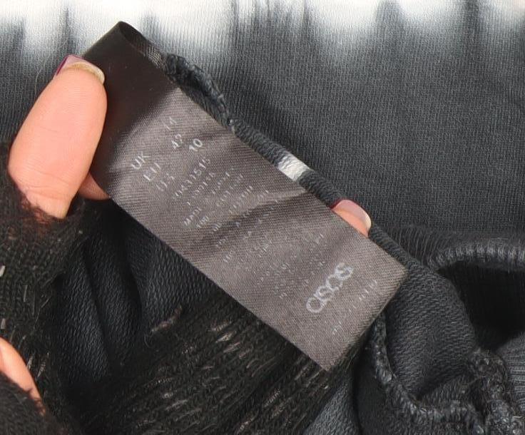 Brand and care label for ASOS Women Black Tie Dye Pullover Sweatshirt, size 10, Cotton Casual