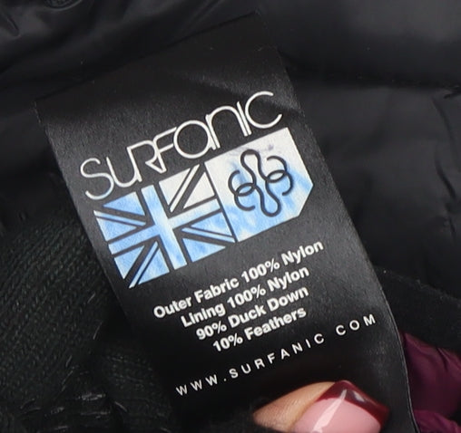 Additional view of Surfanic girls’ black hooded puffer jacket 14 years down insulated outerwear
