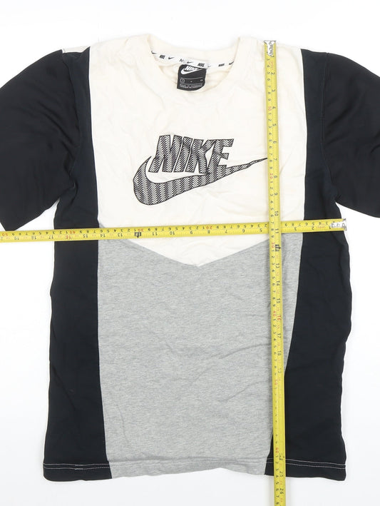 Nike Men's Multicoloured Small Colourblock Logo Crew Neck T-Shirt