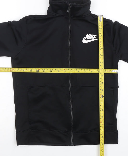 Nike Boys Black Full Zip Hoodie Sweatshirt Size 10-12 Years Polyester
