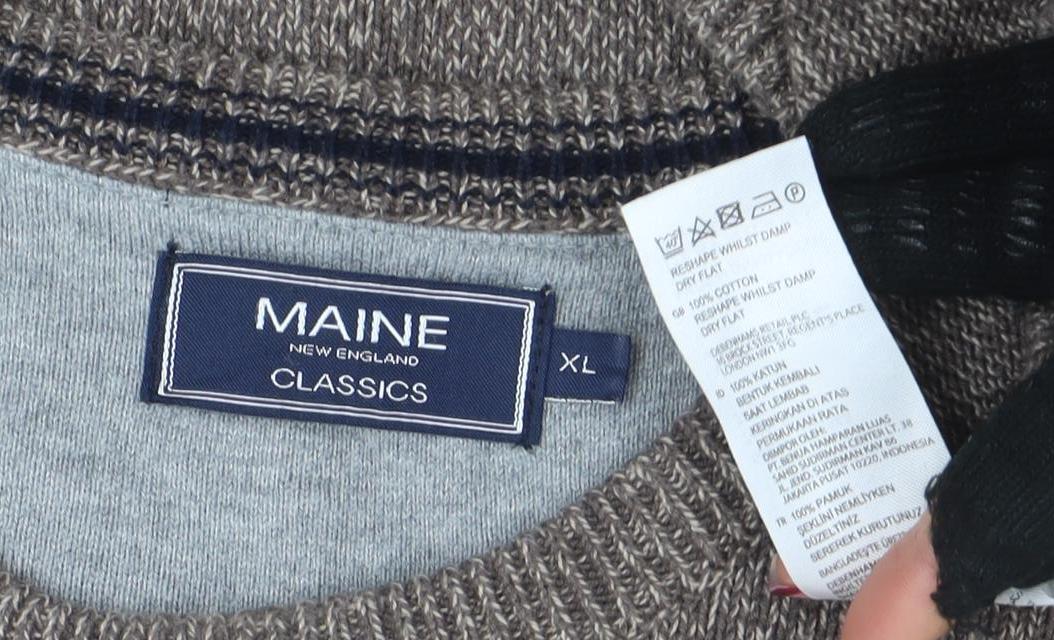Maine New England Men's Brown XL Cotton Crew Neck Jumper