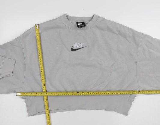 Nike Women Grey XS Loose Fit Crew Neck Sweatshirt Pullover