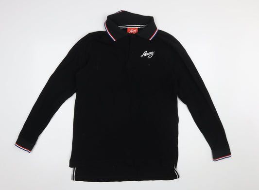 Abuze London Men's Black Long Sleeve Polo Shirt Size S